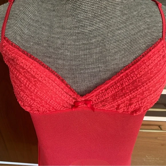 Victoria’s Secret Lace and Tulle Babydoll Red Pink With Bow Detail - Picture 6 of 7